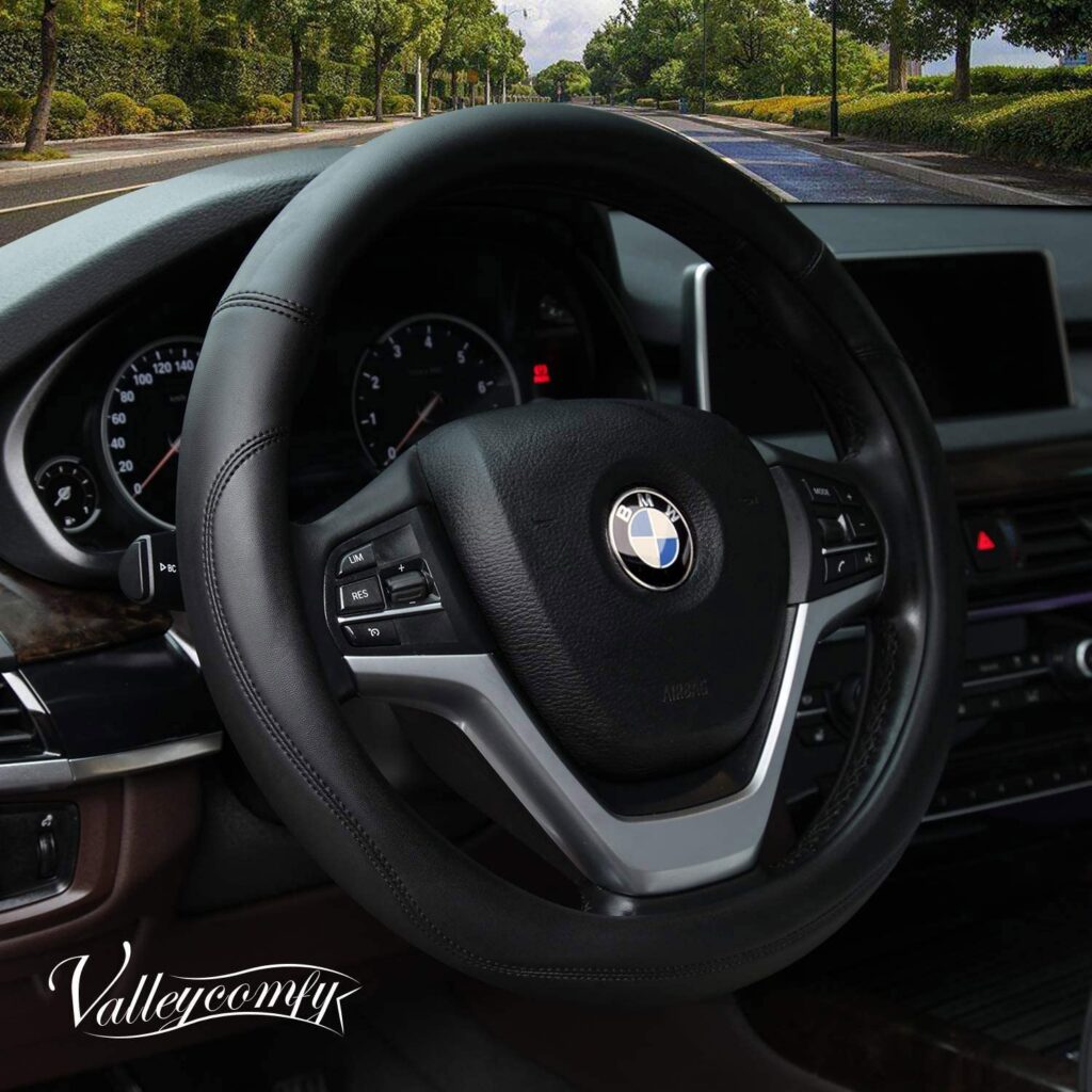 Valleycomfy Microfiber Leather Steering Wheel Cover